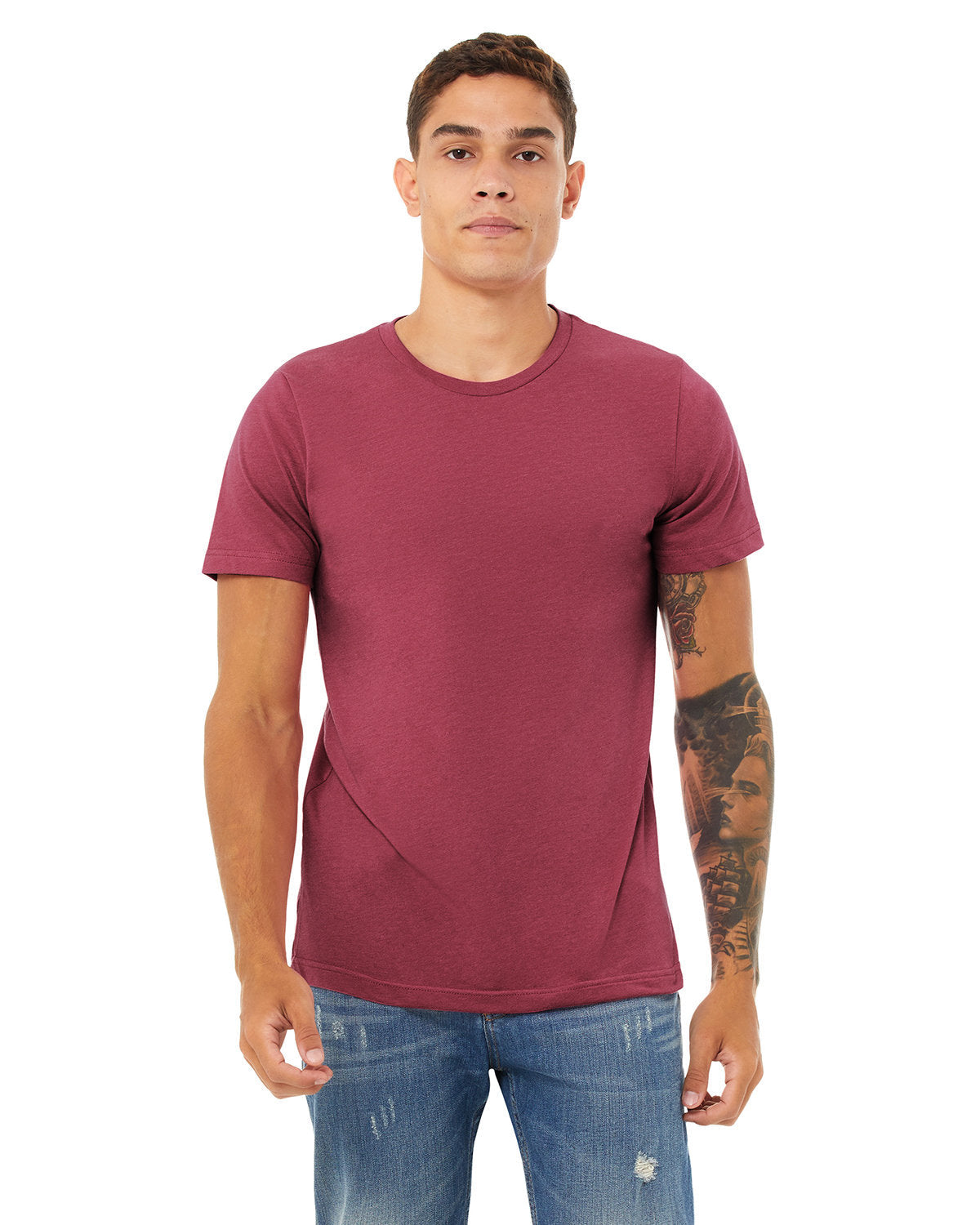 BELLA + CANVAS 3001CVC CVC Jersey Tee (HTHR RASPBERRY)