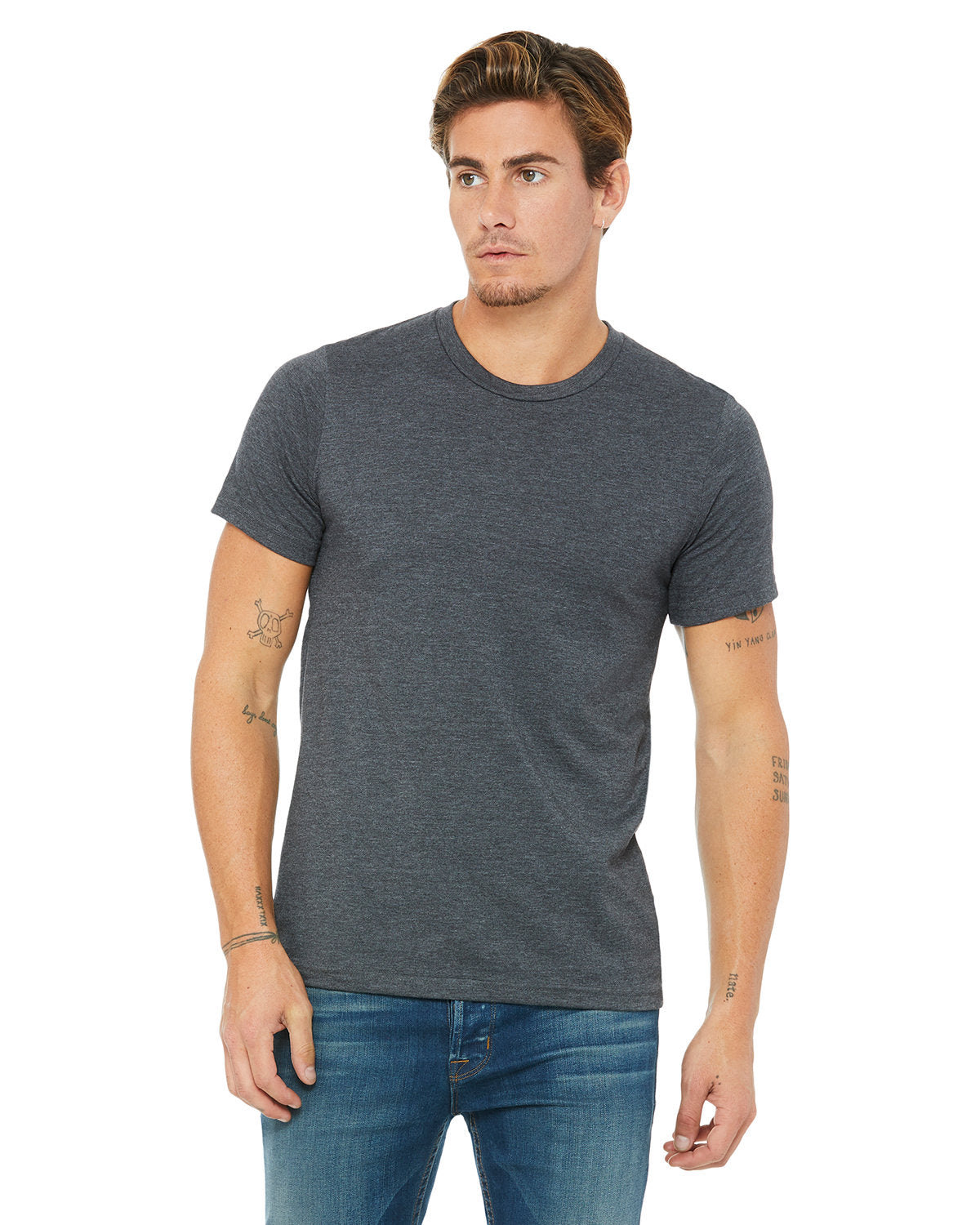 BELLA + CANVAS 3001CVC CVC Jersey Tee (DRK GREY HEATHER)