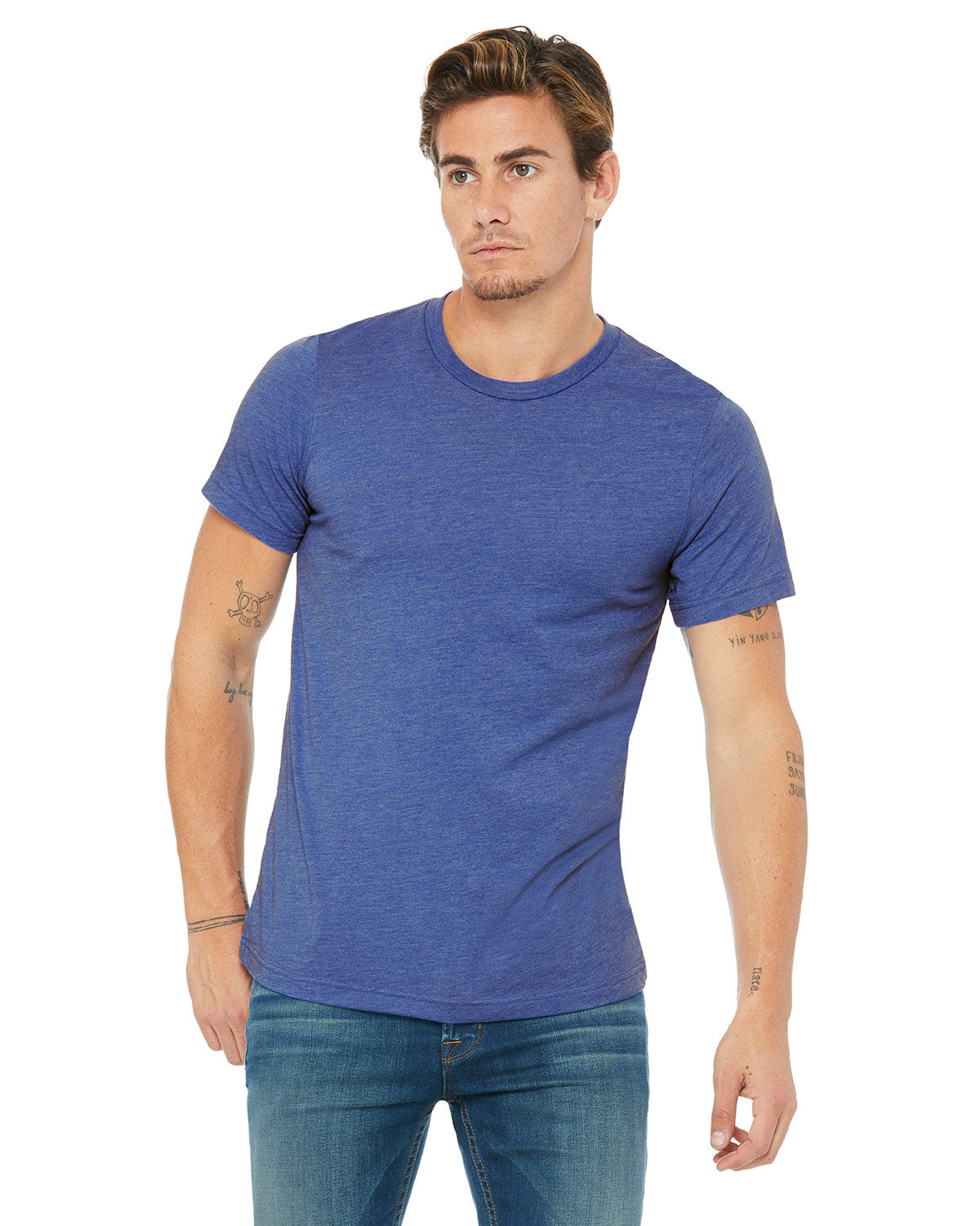 BELLA + CANVAS 3001CVC CVC Jersey Tee (HTHR TRUE ROYAL)