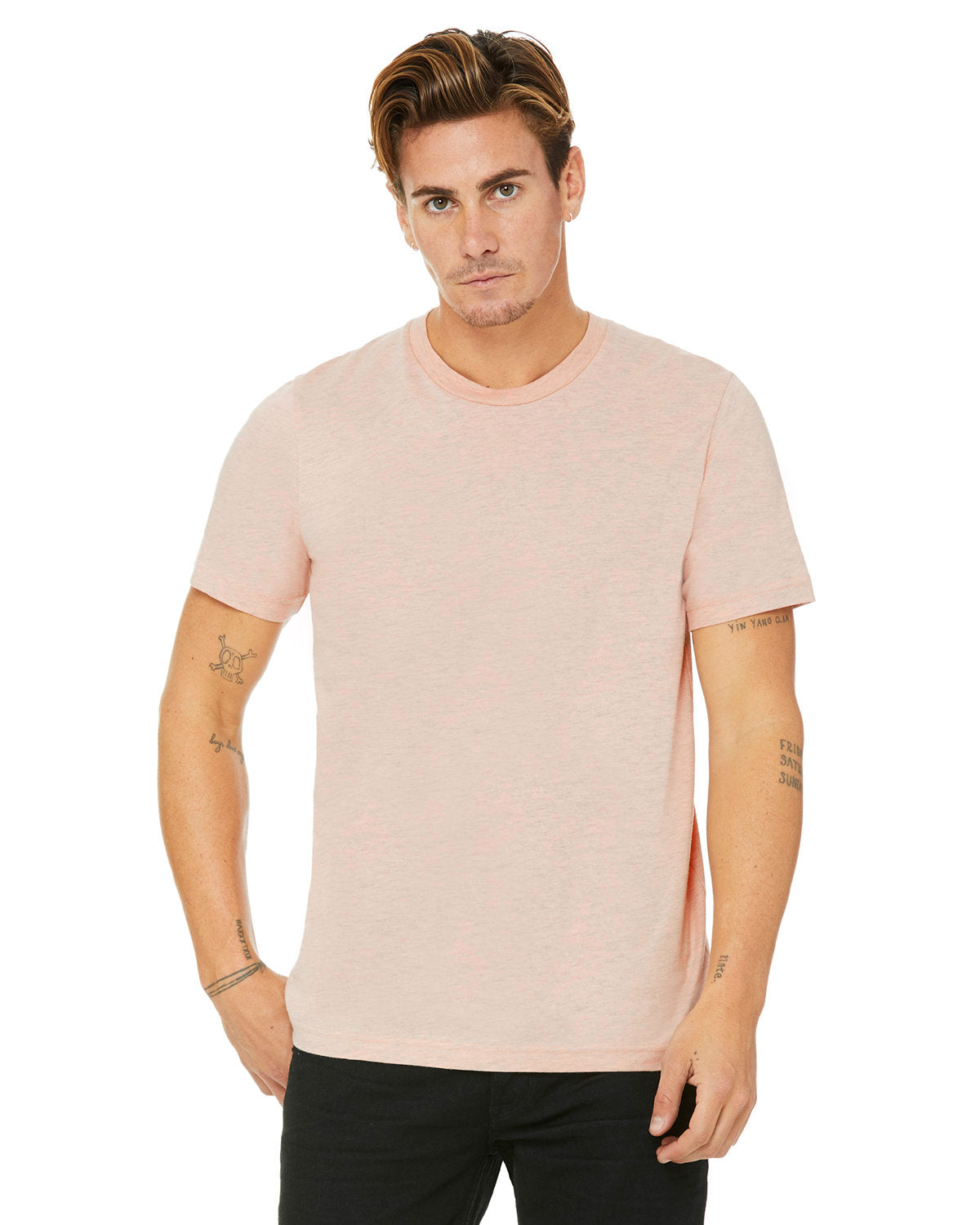 BELLA + CANVAS 3001CVC CVC Jersey Tee (HTHR PRISM PEACH)