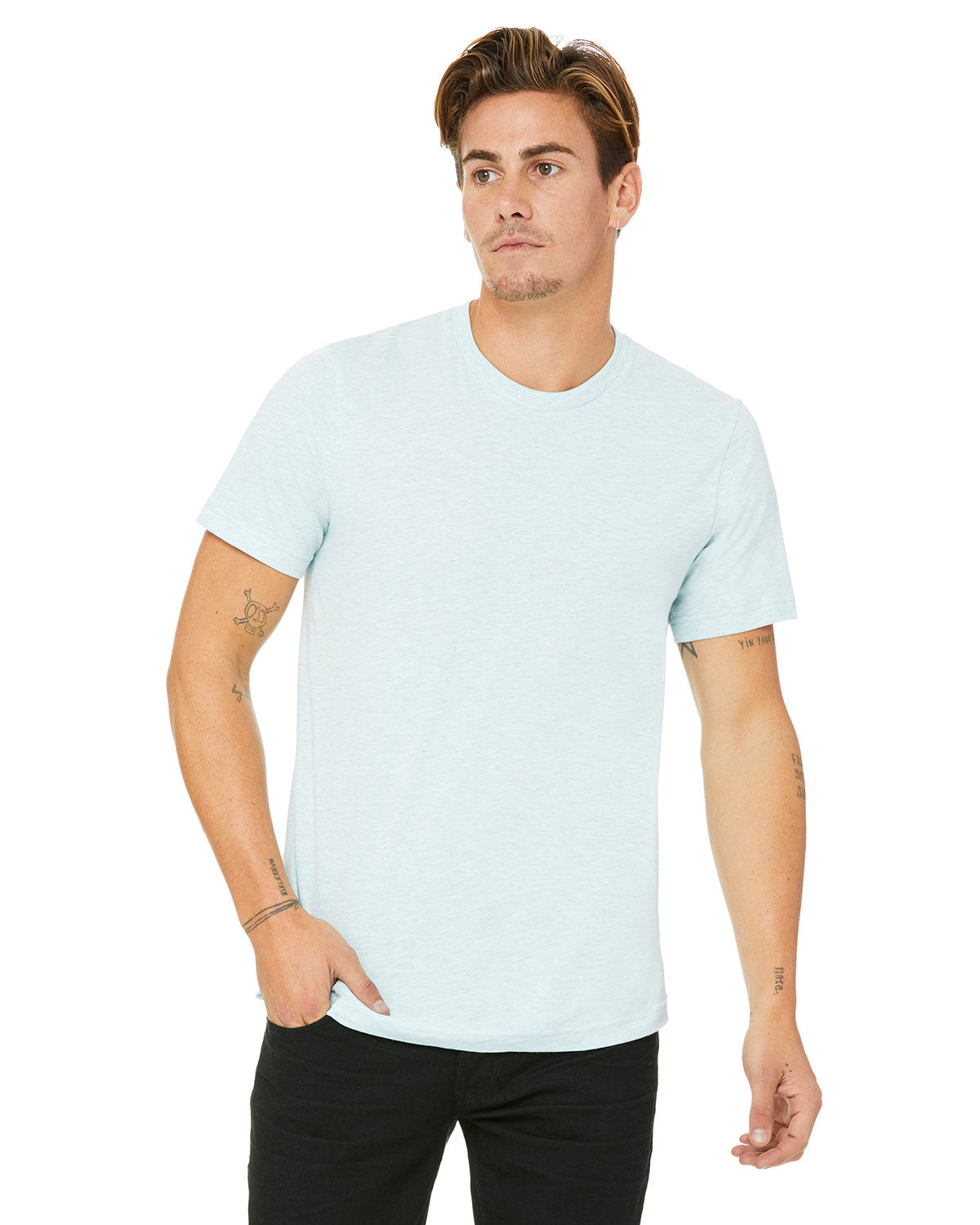 BELLA + CANVAS 3001CVC CVC Jersey Tee (HTH PRSM ICE BLU)