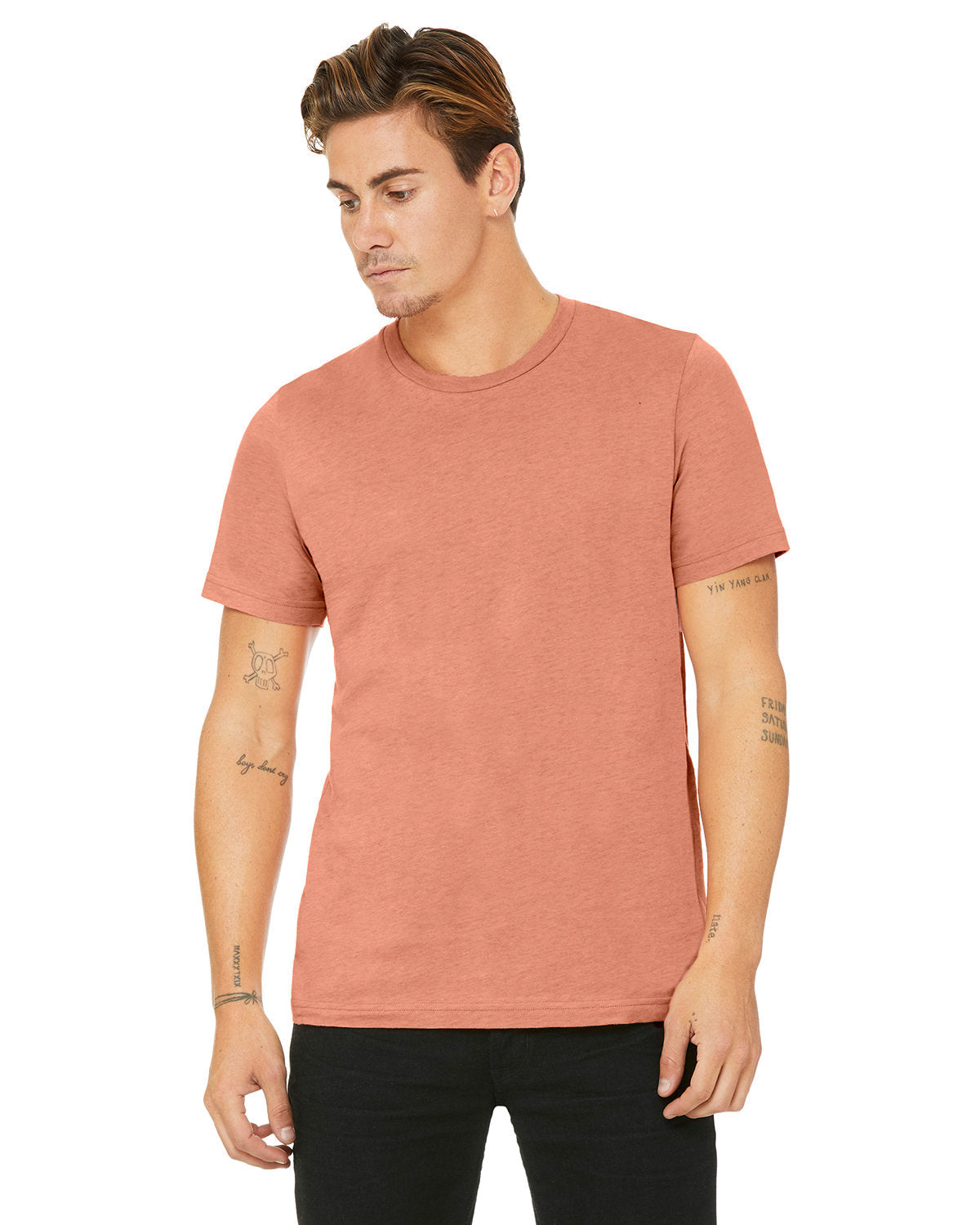 BELLA + CANVAS 3001CVC CVC Jersey Tee (HTHR PRSM SUNSET)