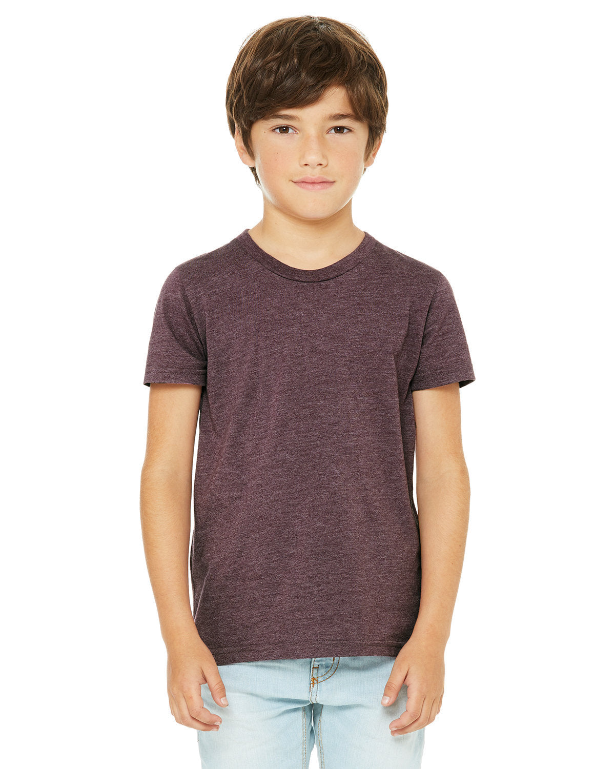 BELLA + CANVAS 3001YCVC Youth CVC Jersey Tee (HEATHER MAROON)