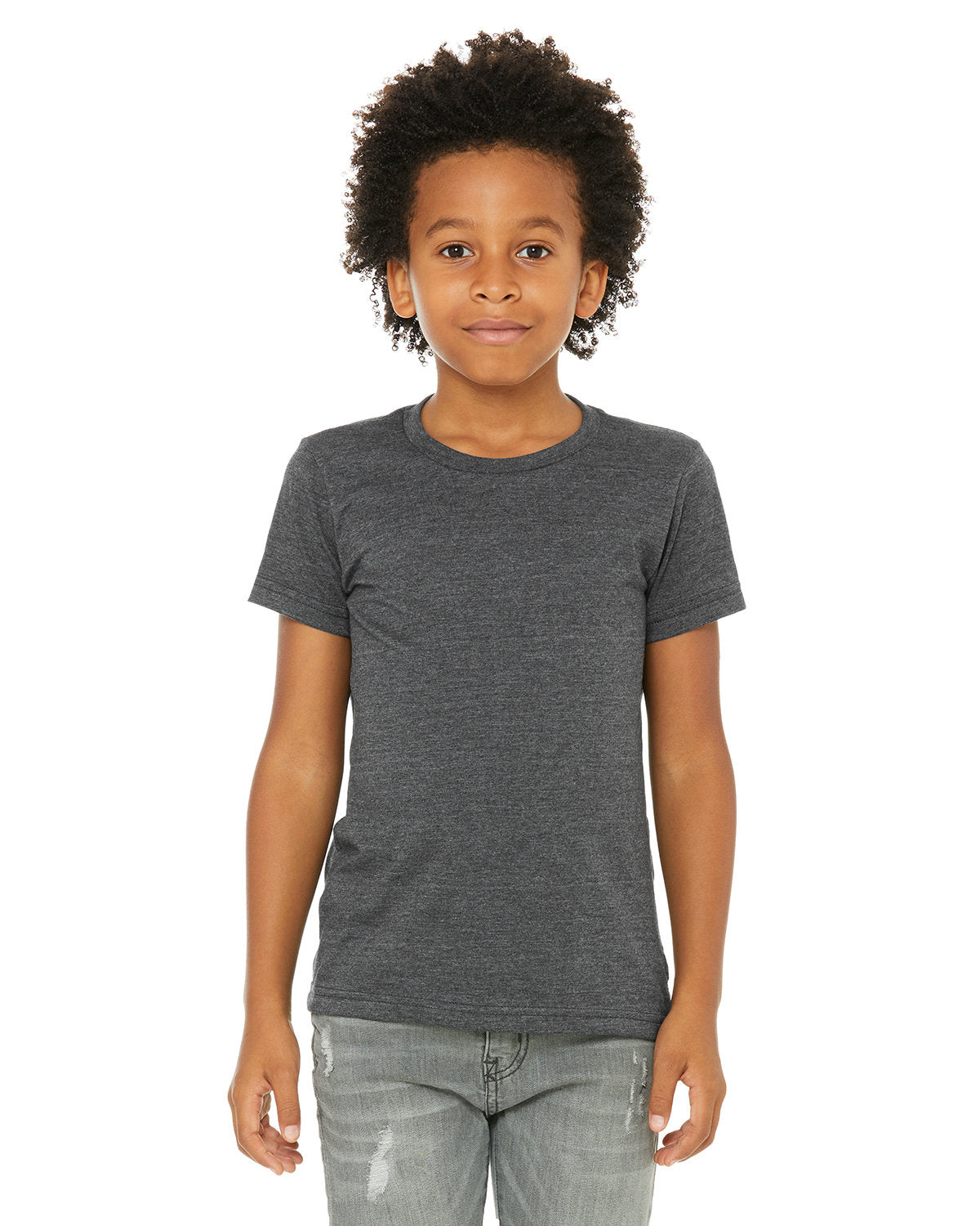 BELLA + CANVAS 3001YCVC Youth CVC Jersey Tee (DARK GRY HEATHER)