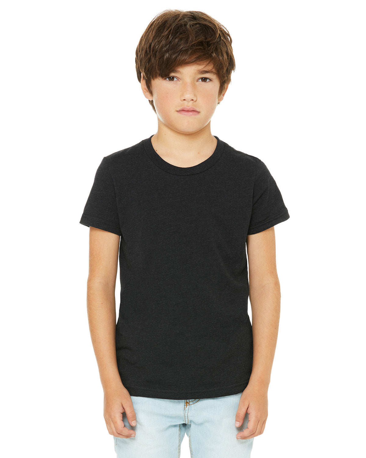 BELLA + CANVAS 3001YCVC Youth CVC Jersey Tee (BLACK HEATHER)