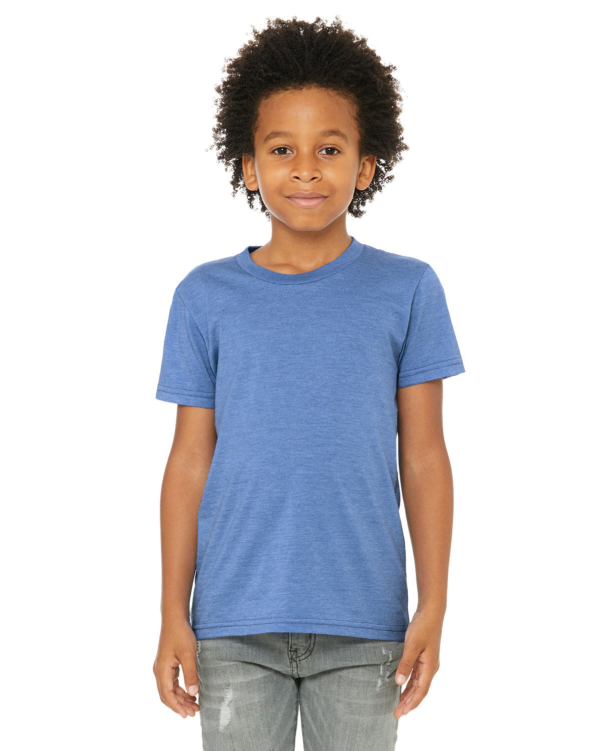 BELLA + CANVAS 3001YCVC Youth CVC Jersey Tee (HTHR COLUM BLUE)