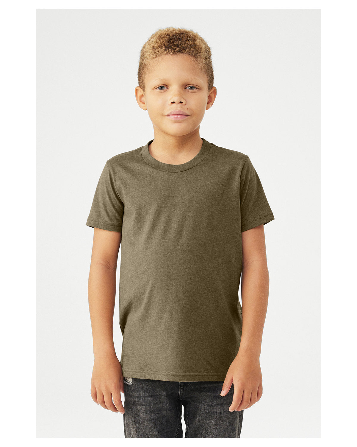 BELLA + CANVAS 3001YCVC Youth CVC Jersey Tee (HEATHER OLIVE)