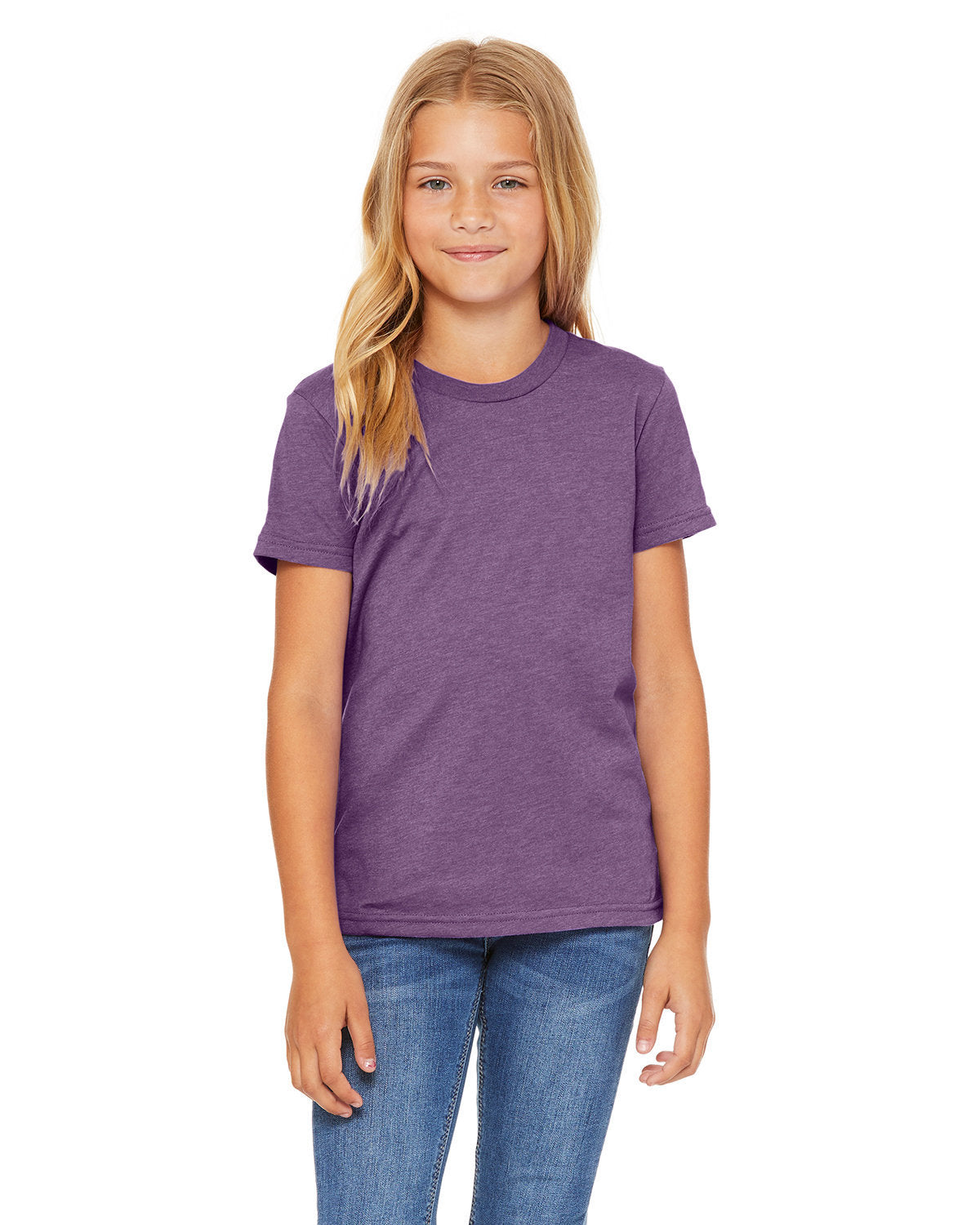 BELLA + CANVAS 3001YCVC Youth CVC Jersey Tee (HTHR TEAM PURPLE)
