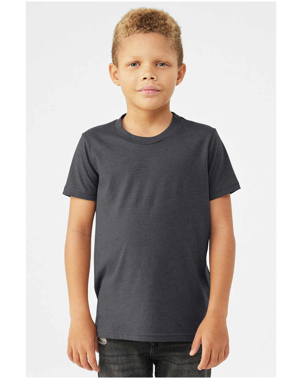 BELLA + CANVAS 3001YCVC Youth CVC Jersey Tee (HEATHER MID NAVY)