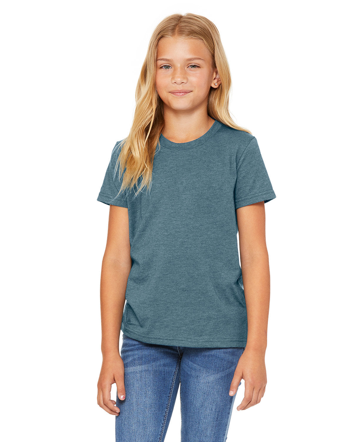 BELLA + CANVAS 3001YCVC Youth CVC Jersey Tee (HTHR DEEP TEAL)