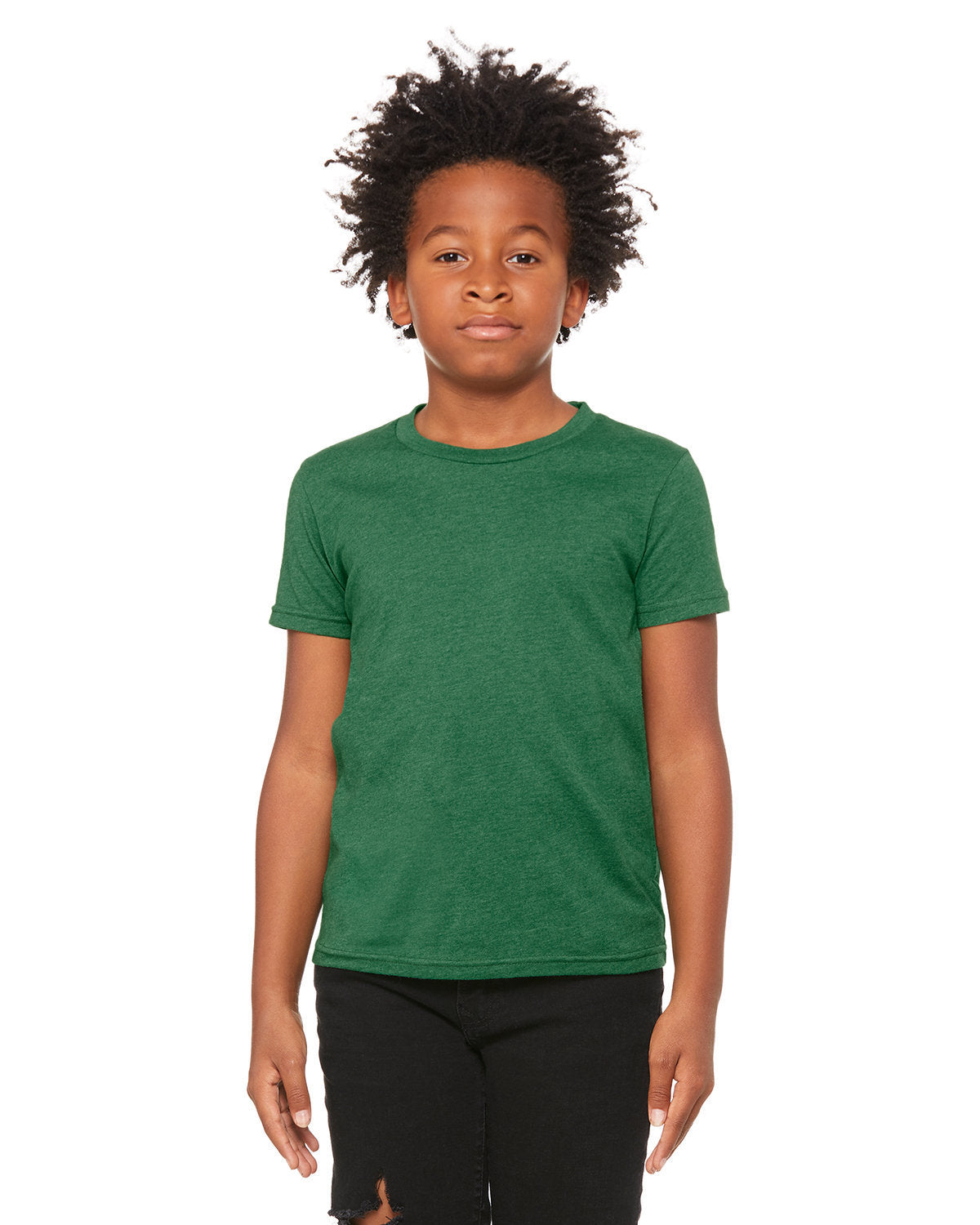 BELLA + CANVAS 3001YCVC Youth CVC Jersey Tee (HTHR GRASS GREEN)