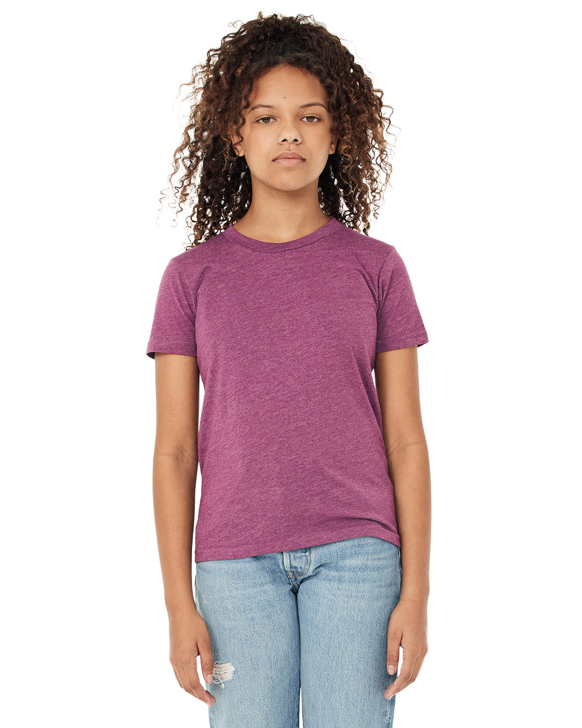 BELLA + CANVAS 3001YCVC Youth CVC Jersey Tee (HEATHER MAGENTA)