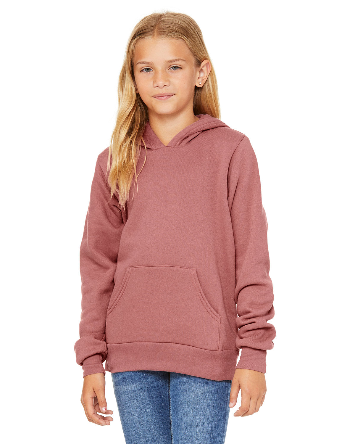 BELLA + CANVAS 3719Y Youth Sponge Fleece Hoodie (MAUVE)