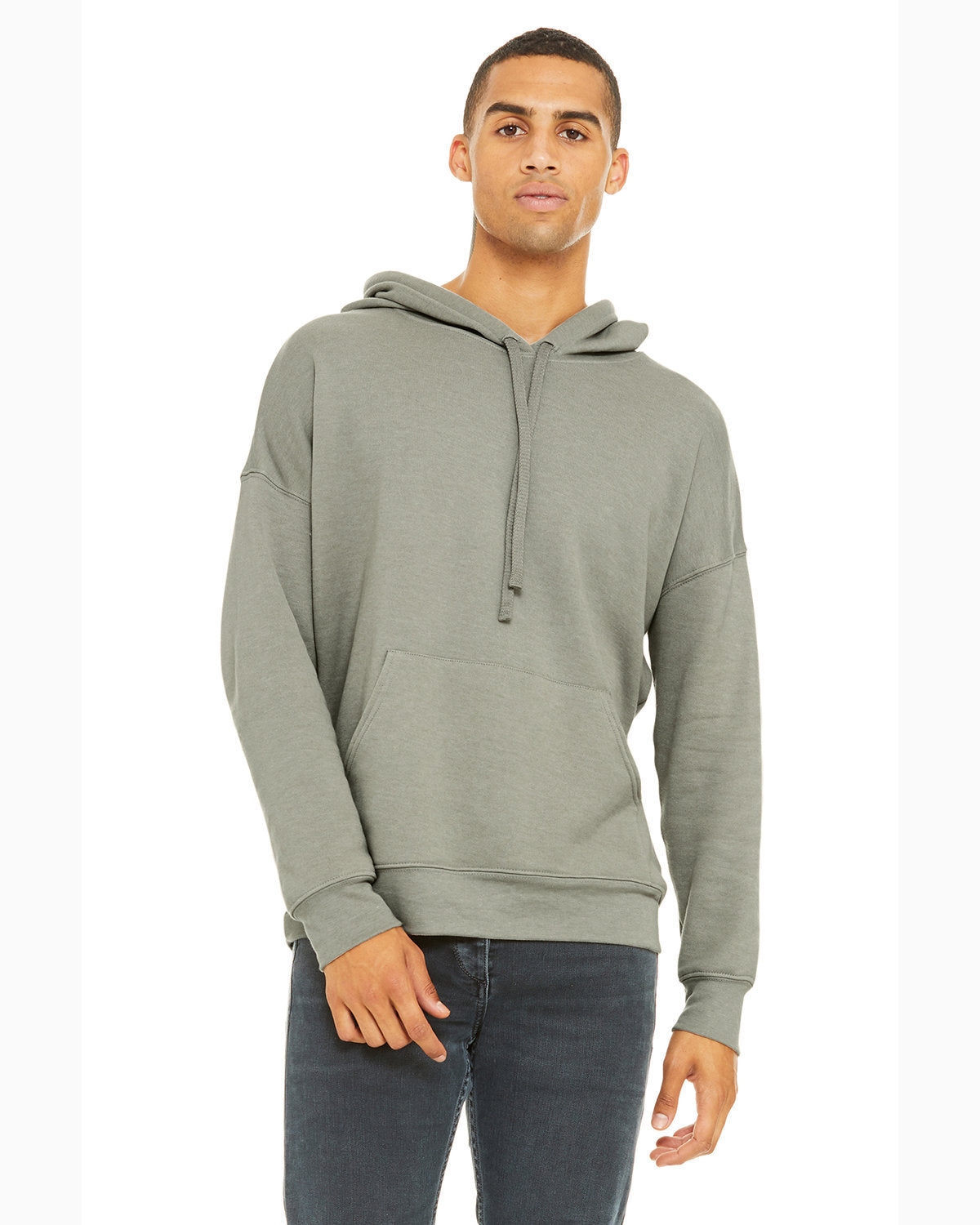 BELLA + CANVAS 3729 Sponge Fleece Drop Shoulder Hoodie (HEATHER STONE)