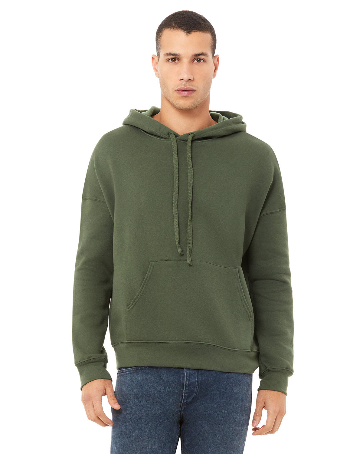BELLA + CANVAS 3729 Sponge Fleece Drop Shoulder Hoodie (MILITARY GREEN)