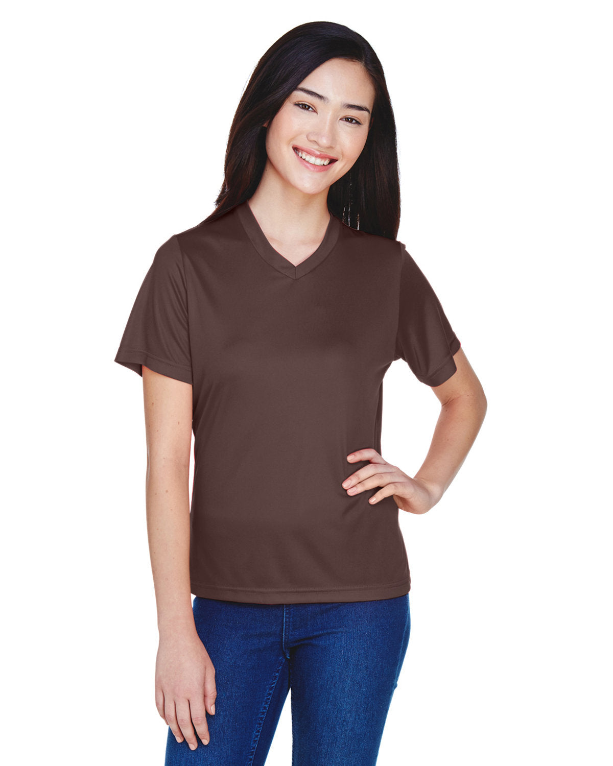 Team 365 TT11W Women's Zone Performance T-Shirt (SPORT DARK BROWN)
