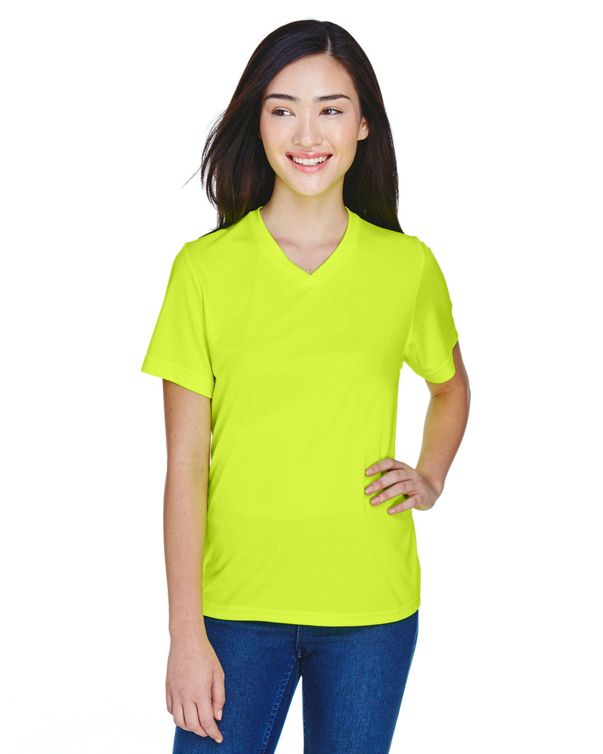 Team 365 TT11W Women's Zone Performance T-Shirt (SAFETY YELLOW)