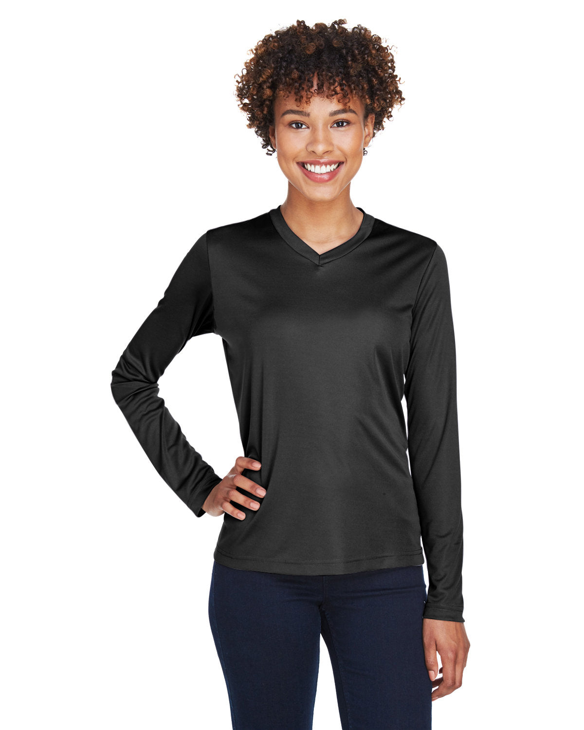 Team 365 TT11WL Women's Zone Performance Long Sleeve T-Shirt (BLACK)