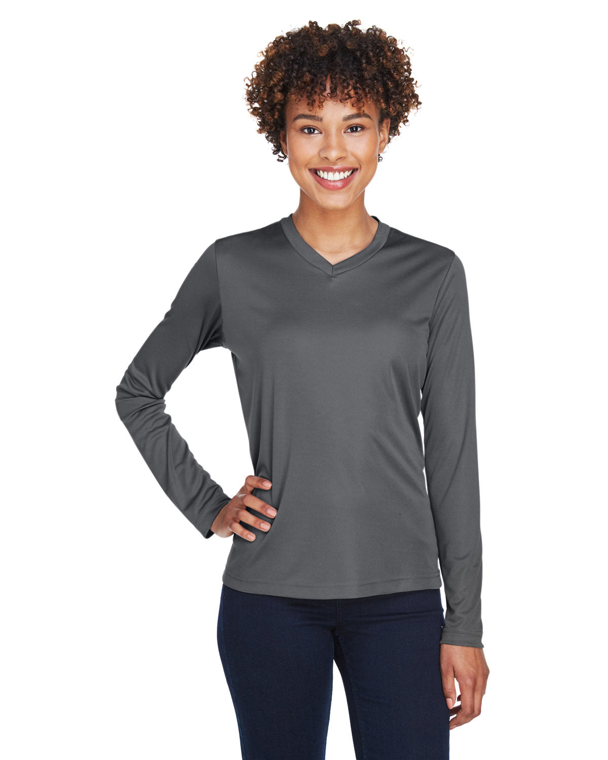 Team 365 TT11WL Women's Zone Performance Long Sleeve T-Shirt (SPORT GRAPHITE)