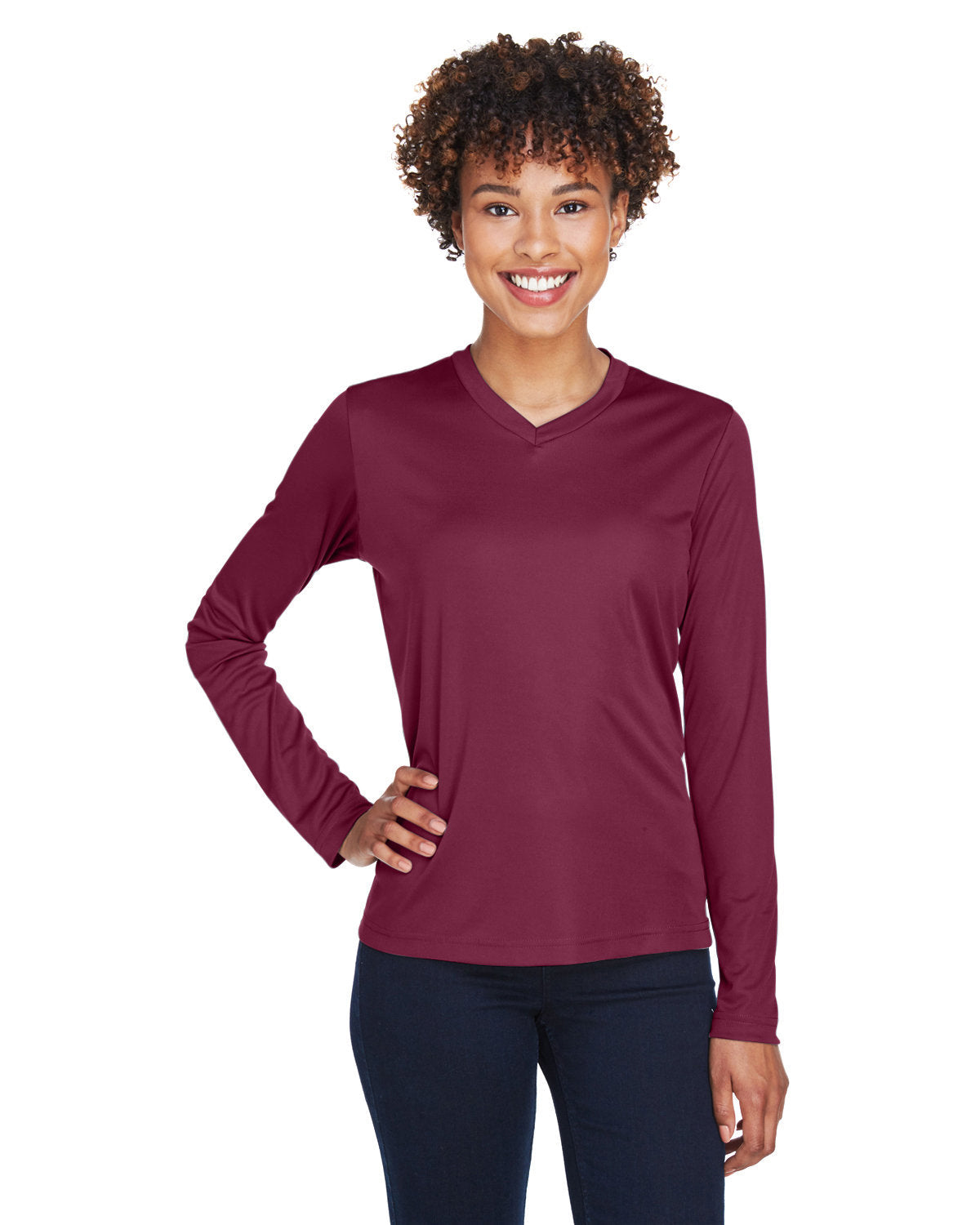 Team 365 TT11WL Women's Zone Performance Long Sleeve T-Shirt (SPORT MAROON)