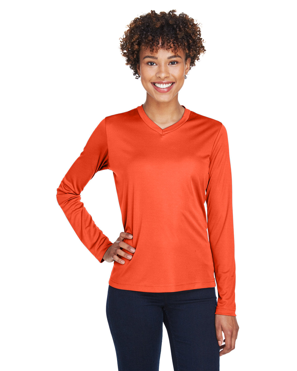 Team 365 TT11WL Women's Zone Performance Long Sleeve T-Shirt (SPORT ORANGE)