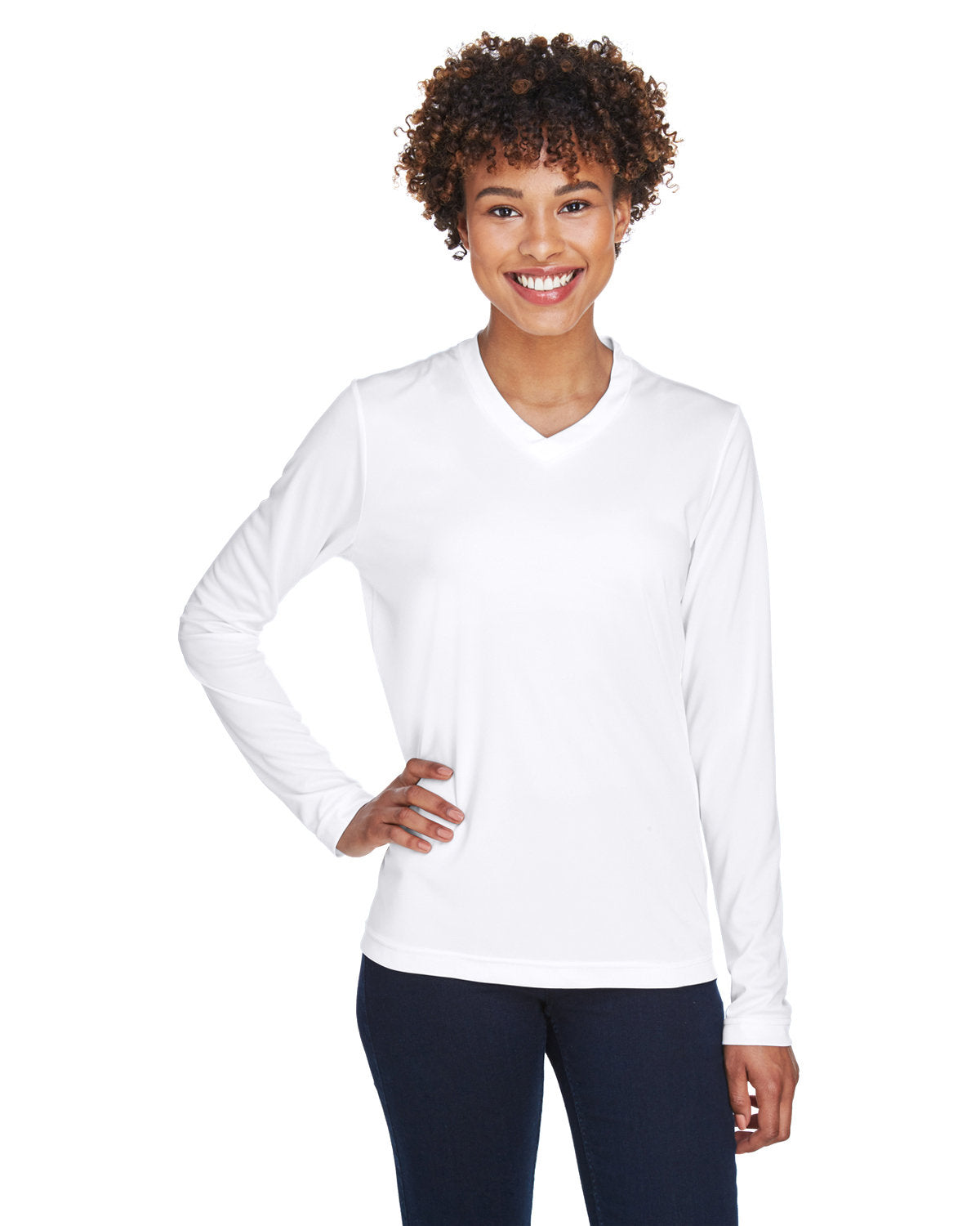 Team 365 TT11WL Women's Zone Performance Long Sleeve T-Shirt (WHITE)