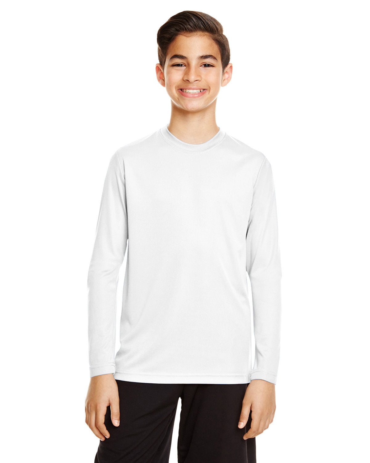 Team 365 TT11YL Youth Zone Performance Long Sleeve T-Shirt (WHITE)